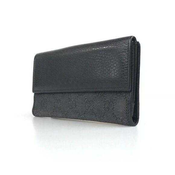 GUCCI WALLET BI FOLD 143389 0959 GG CANVAS Black Leather Authentic - Picture 4 of 11